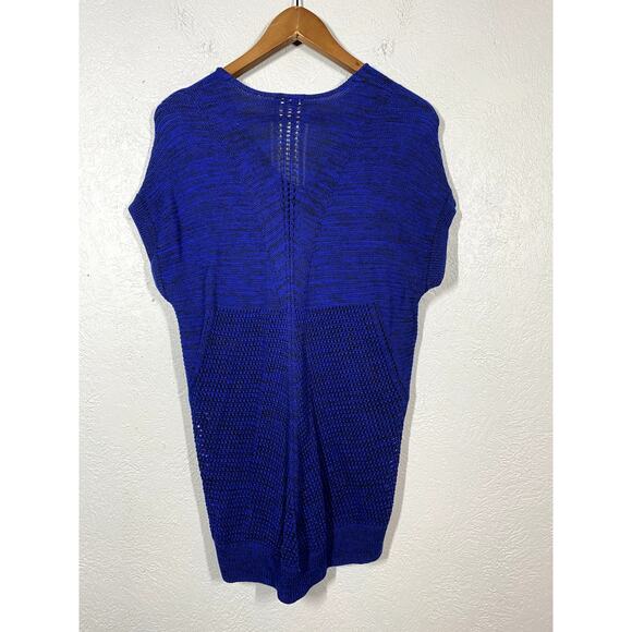 Vince Knit Tunic Sweater Top Pullover Open Knit Blue Casual Oversize - XS - Picture 3 of 4